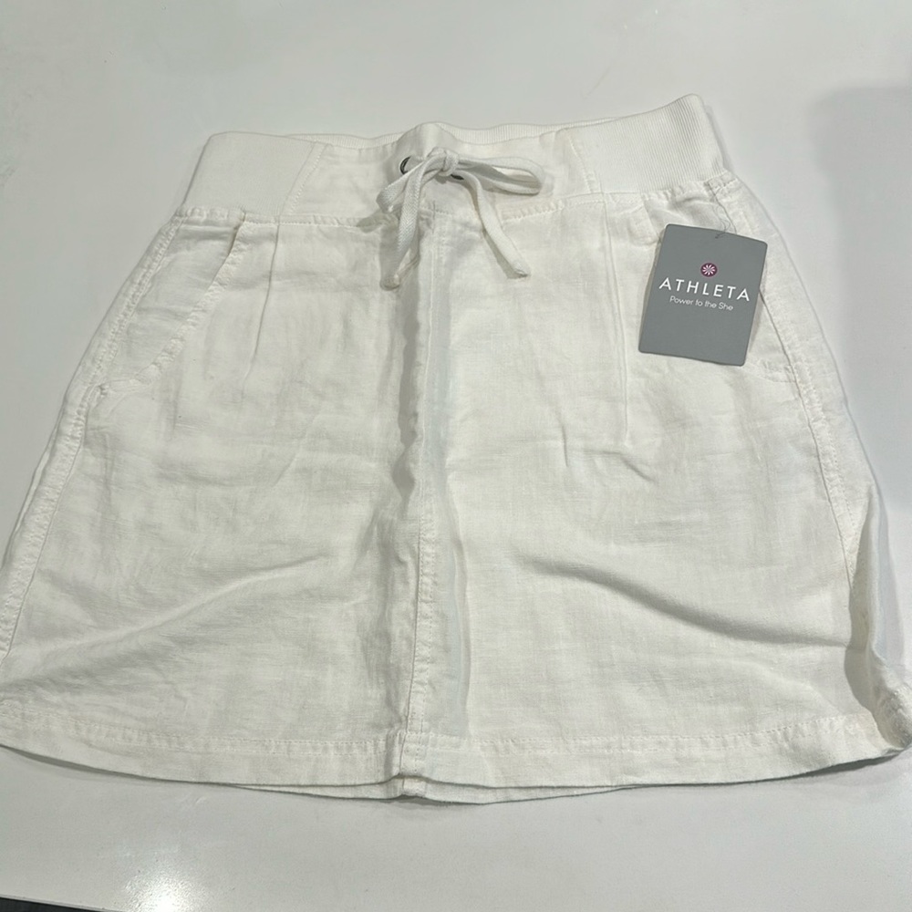 Athleta White Linen Blend Skirt